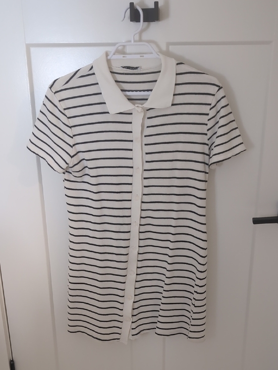 Zara Dresses & Skirts - Zara Mini Dress, Cream with Black Stripes